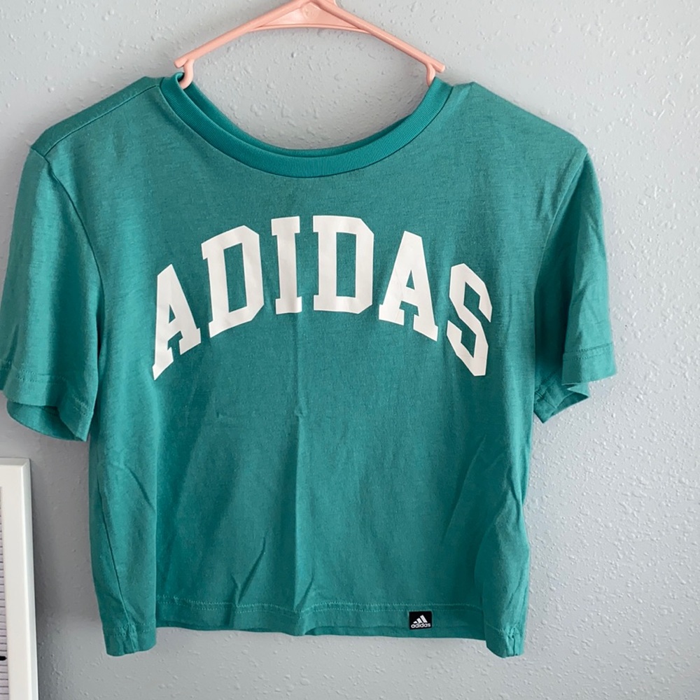 Teal Cropped Adidas Tee